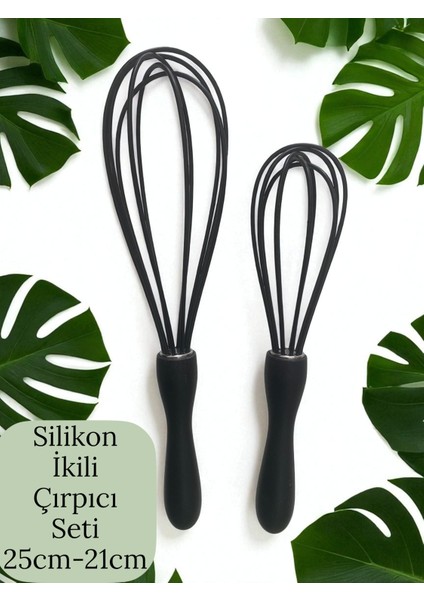 2'li Silikon Kek Ayran Çorba Karıştırıcı Yumurta Puding Sos Kremşanti Çırpma Teli Çırpıcı