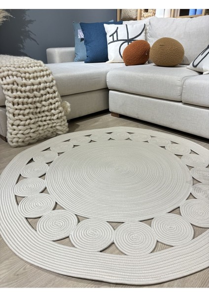 Cookie Yuvarlak Jüt Hasırlı El Örgüsü Kilim Halı fırsatları