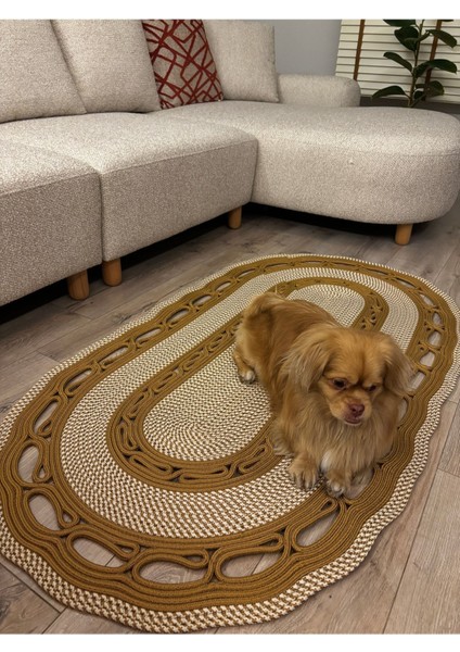 Sarmaşık Model Oval Hasır Görünümlü Jüt Kilim Paspas Halı modelleri