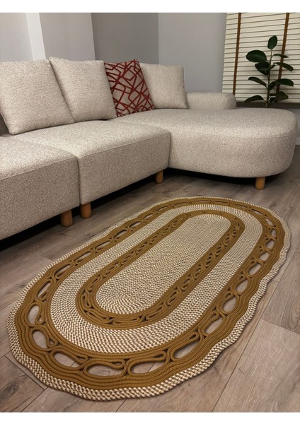 Sarmaşık Model Oval Hasır Görünümlü Jüt Kilim Paspas Halı indirimleri
