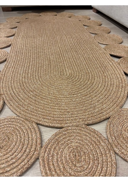 Oval Papatya Hasır Jüt Çiçek Desenli Kilim Halı fırsatları