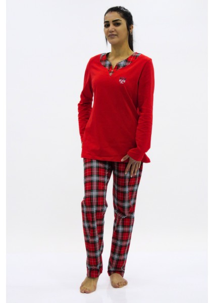 Düz Kombinli Ekose Pijama Takımı