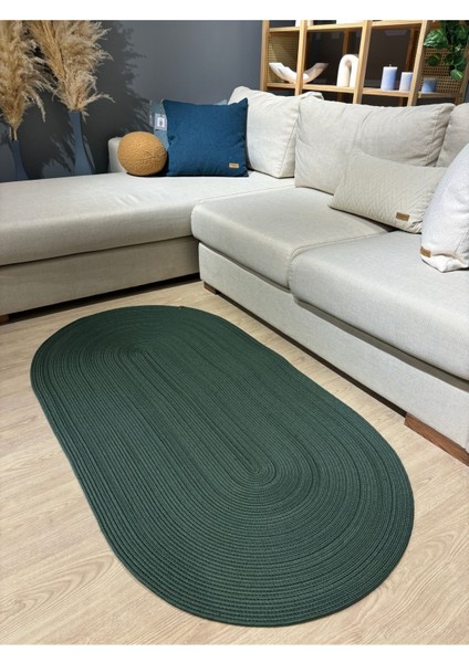 Galileo Oval Jüt Yuvarlak Hasır Görünümlü Klasik Halı Kilim