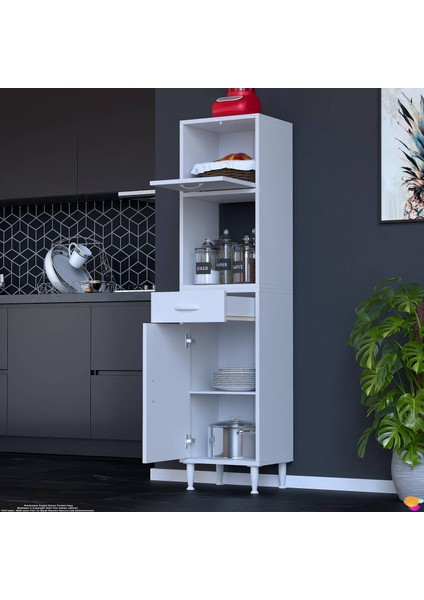 VİO Çok Amaçlı Dolap: (50x163.4x32,5 cm) ölçülerinde, çekmeceli ve kapaklı mutfak dolabı. modelleri