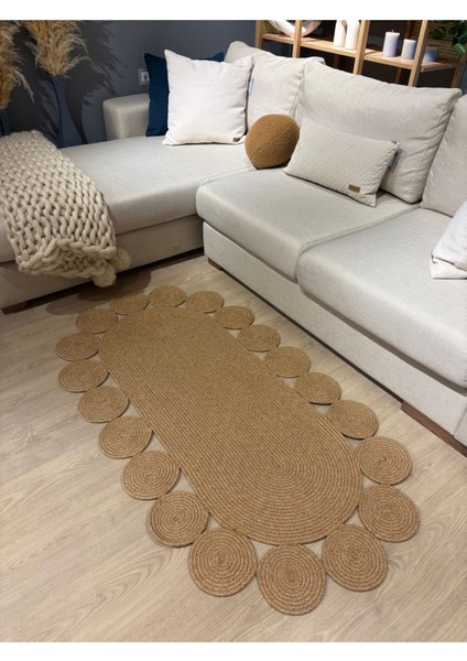 Oval Papatya Hasır Jüt Çiçek Desenli Kilim Halı indirimleri