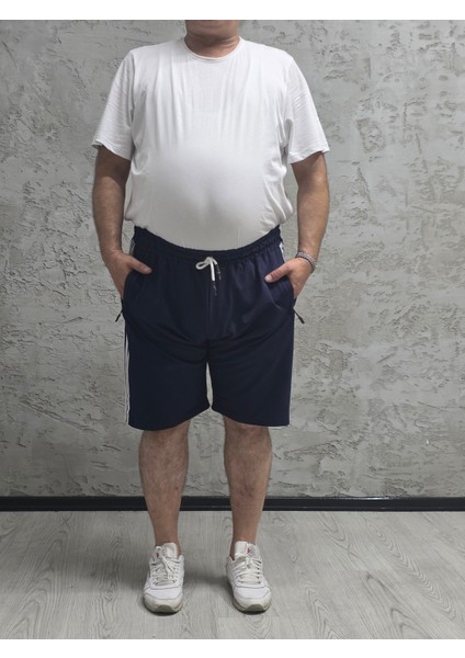 2245-BATTAL Beden 2 Iplik Şeritli Şort