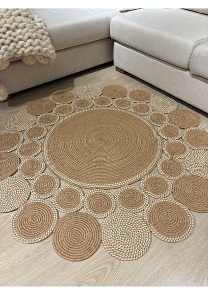 Hasır Jüt Çiçek Desenli Kilim Halı 2025 Koleksiyonu fiyatları