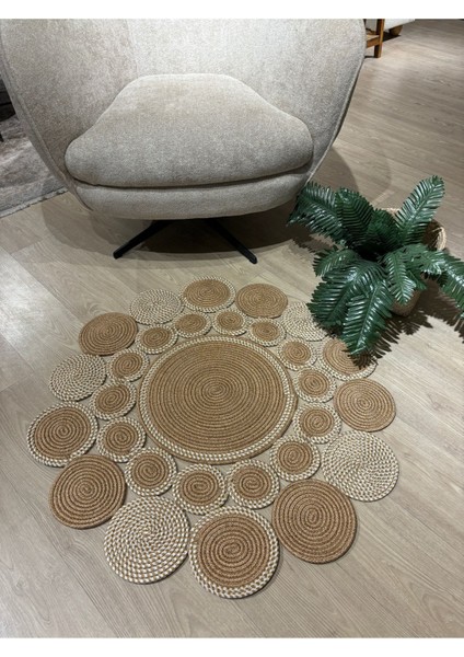 Hasır Jüt Çiçek Desenli Kilim Halı 2025 Koleksiyonu