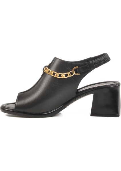 Siyah Hakiki Deri Kadın Sandalet PC-54632 Z fiyatları