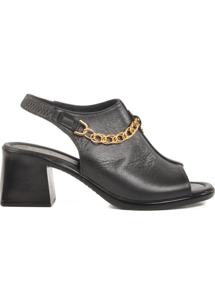 Siyah Hakiki Deri Kadın Sandalet PC-54632 Z modelleri