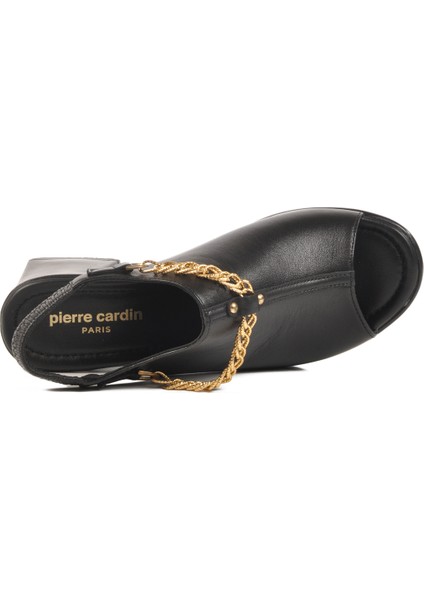 Siyah Hakiki Deri Kadın Sandalet PC-54632 Z fırsatları