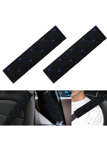 Siyah Baklava Desenli Yumuşak Siyah Kumaş Emniyet Kemer Kılıfı Çift Takım Kmsd-01 fiyatları
