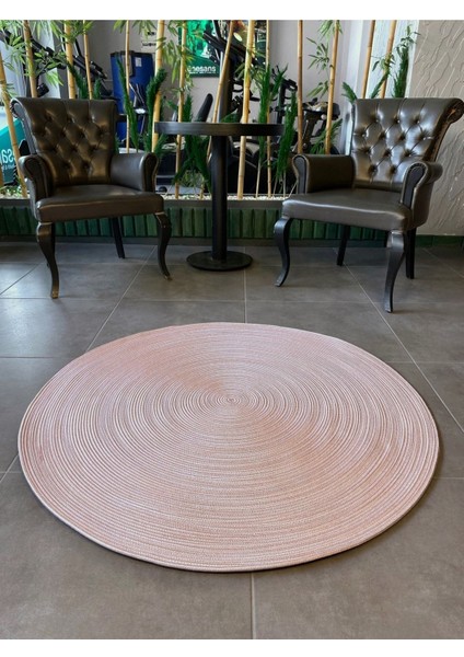 Siyah Jüt Yuvarlak Hasır Görünümlü Klasik Halı Kilim