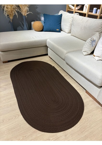 Galileo Oval Jüt Yuvarlak Hasır Görünümlü Klasik Halı Kilim
