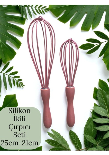 2'li Silikon Kek Ayran Çorba Karıştırıcı Yumurta Puding Sos Kremşanti Çırpma Teli Çırpıcı