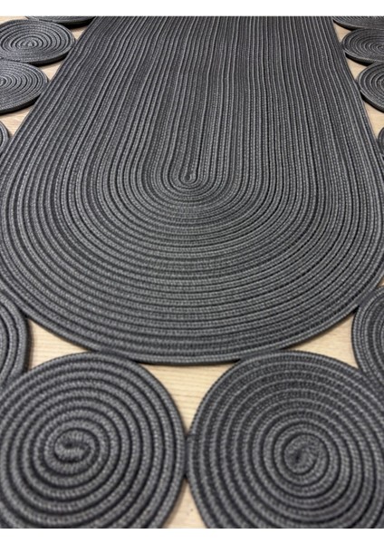 Oval Papatya Hasır Jüt Çiçek Desenli Kilim Halı modelleri