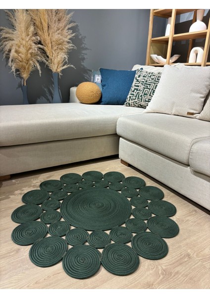 Hasır Jüt Çiçek Desenli Kilim Halı modelleri