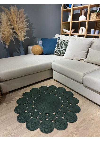 Hasır Jüt Çiçek Desenli Kilim Halı fırsatları