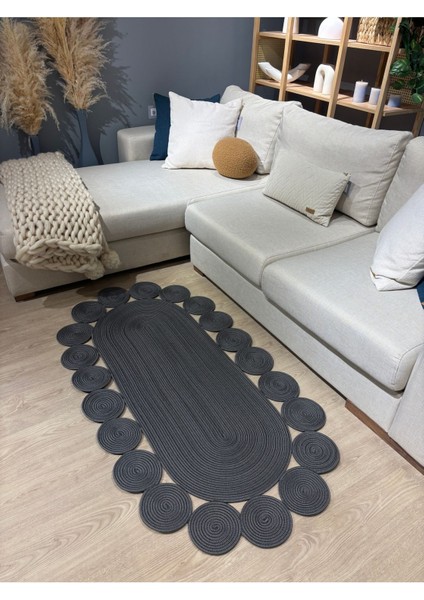 Oval Papatya Hasır Jüt Çiçek Desenli Kilim Halı indirimleri