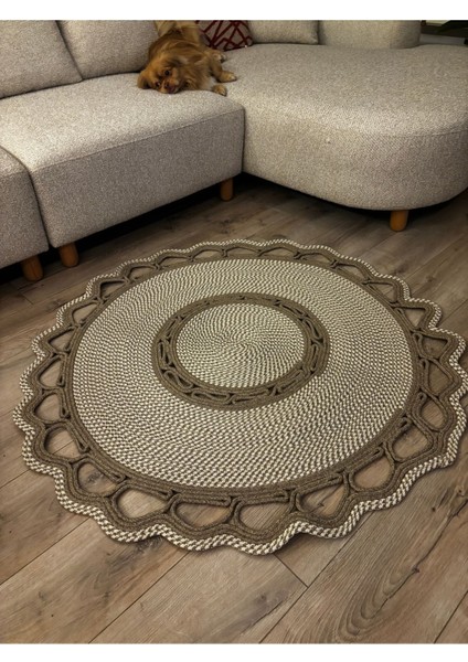 Sarmaşık Model Hasır Görünümlü Jüt Kilim Paspas Halı