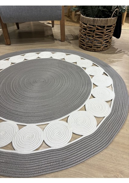 Cookie Yuvarlak Jüt Hasırlı El Örgüsü Kilim Halı indirimleri