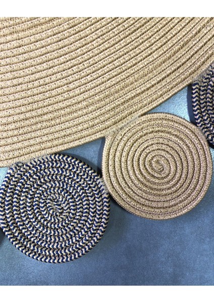 Bej Jüt Hasırlı El Örgüsü Kilim Halı Hasır Yuvarlak fırsatları