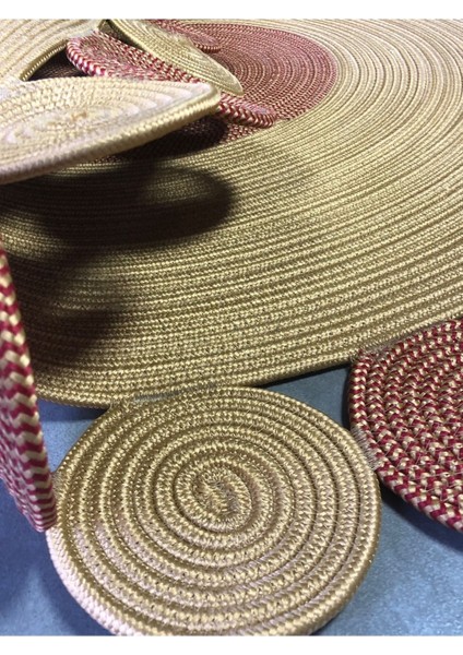 Bej Jüt Hasırlı El Örgüsü Kilim Halı Hasır Yuvarlak modelleri