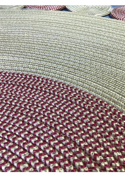 Bej Jüt Hasırlı El Örgüsü Kilim Halı Hasır Yuvarlak indirimleri