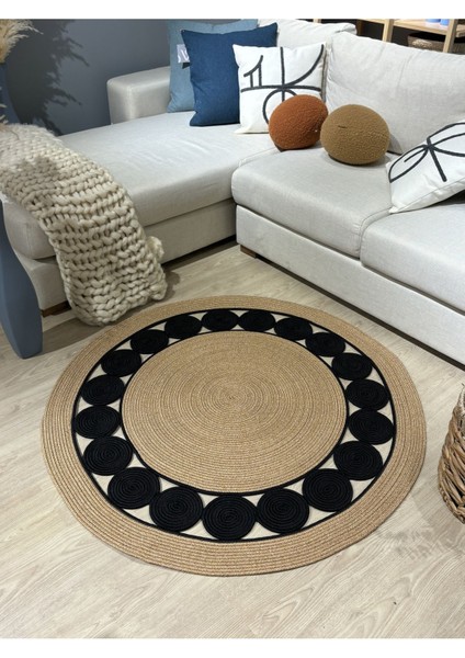 Cookie Yuvarlak Jüt Hasırlı El Örgüsü Kilim Halı fırsatları