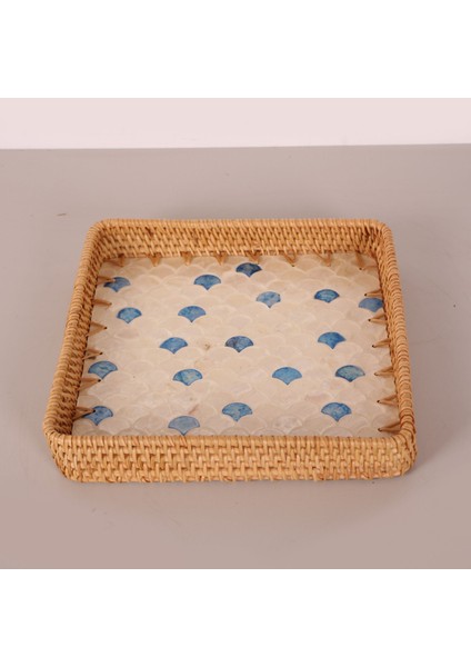 Mylamp Kare Damla 28X28X3 cm Sedefli Rattan Tepsi & Duvar Dekoru fiyatları