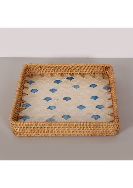 Mylamp Kare Damla 28X28X3 cm Sedefli Rattan Tepsi & Duvar Dekoru modelleri