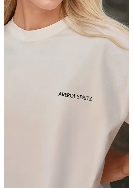 Kadın Kadın %100 Pamuk Bisiklet Yaka Oversize Beyaz Baskılı T-Shirt Çok Renkli
