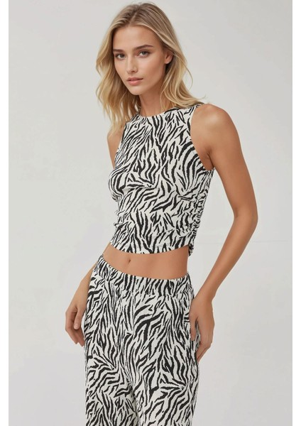 Kadın Geniş Paça Zebra Desenli Pantolon Multicolor fiyatları