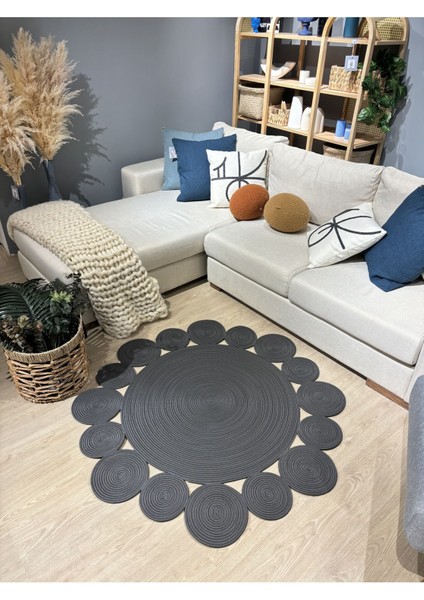 Rhea Jüt Hasırlı El Örgüsü Kilim Halı Hasır Yuvarlak indirimleri