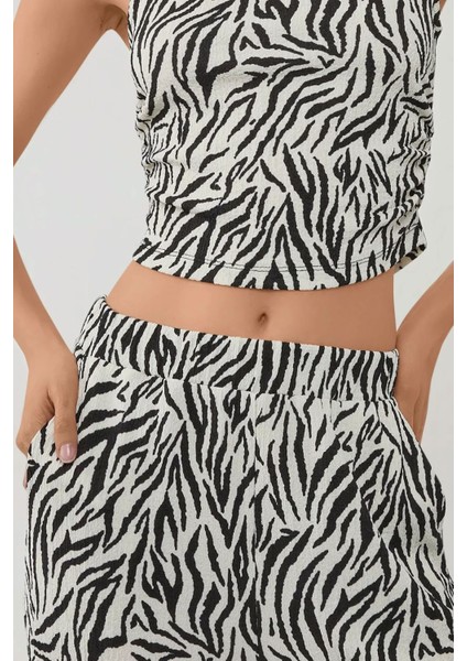 Kadın Geniş Paça Zebra Desenli Pantolon Multicolor fırsatları