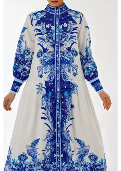 Kadın Baskılı Uzun Kol Modest Elbise Multicolor modelleri