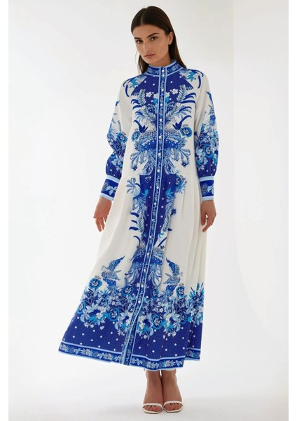 Kadın Baskılı Uzun Kol Modest Elbise Multicolor indirimleri