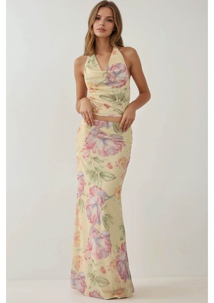 Kadın Choker Yaka Çiçekli Bluz Çok Renkli fırsatları