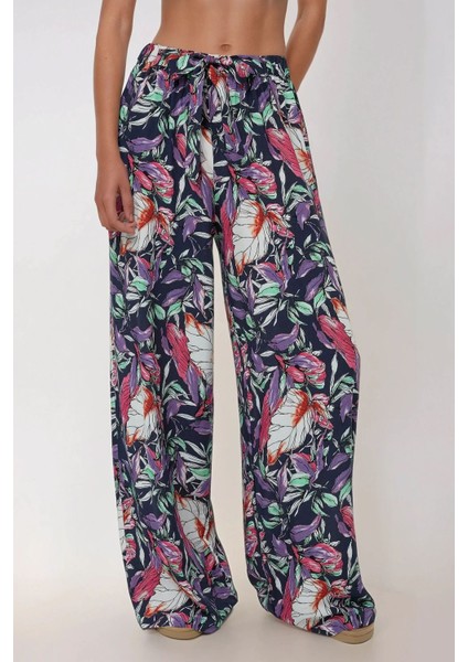 Kadın Çekmece İpli Baskılı Geniş Paça Pantolon Multicolor fiyatları
