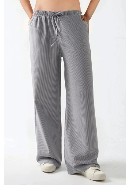 Kadın Beli Lastikli Çizgili Pamuklu Pijama Altı Multicolor