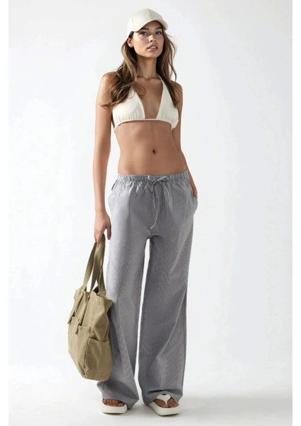 Kadın Beli Lastikli Çizgili Pamuklu Pijama Altı Multicolor fiyatları