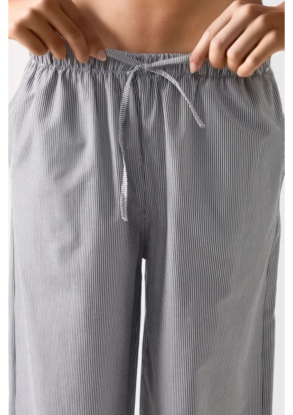 Kadın Beli Lastikli Çizgili Pamuklu Pijama Altı Multicolor fırsatları