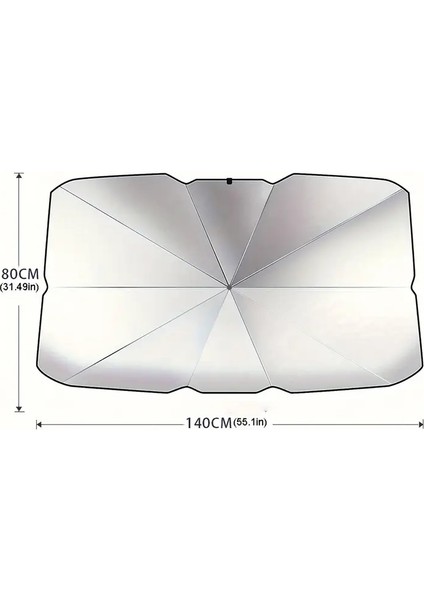 Araç Ön Cam Güneşlik Şemsiyesi, Katlanabilir Oto Ön Cam Güneşlik – Şemsiye Tasarım, Uv Koruyucu, Taşıma Çantalı, 140X79 cm fırsatları