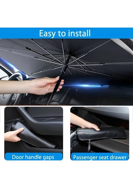 Araç Ön Cam Güneşlik Şemsiyesi, Katlanabilir Oto Ön Cam Güneşlik – Şemsiye Tasarım, Uv Koruyucu, Taşıma Çantalı, 140X79 cm indirimleri