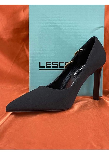 LES09 Siyah Kadın Topuklu Ayakkabı Yılan Detaylı Stiletto fiyatları