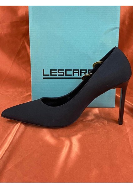 LES09 Siyah Kadın Topuklu Ayakkabı Yılan Detaylı Stiletto fırsatları