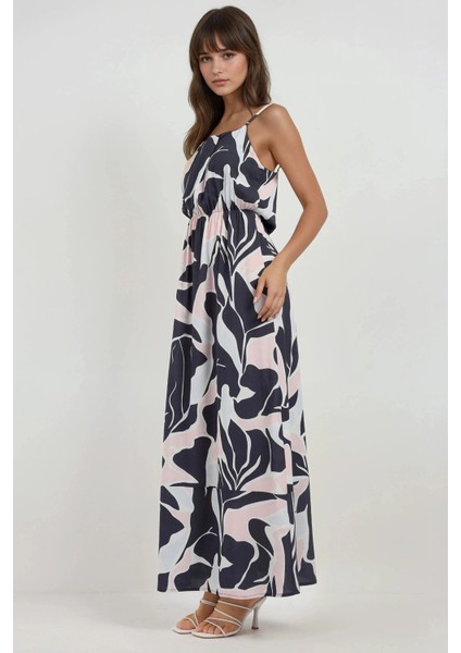 Kadın Kare Yaka Desenli Maxi Elbise Multicolor fırsatları