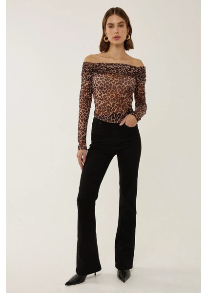 Kadın Omuz Açık Desenli Transparan Üst Çok Renkli fiyatları