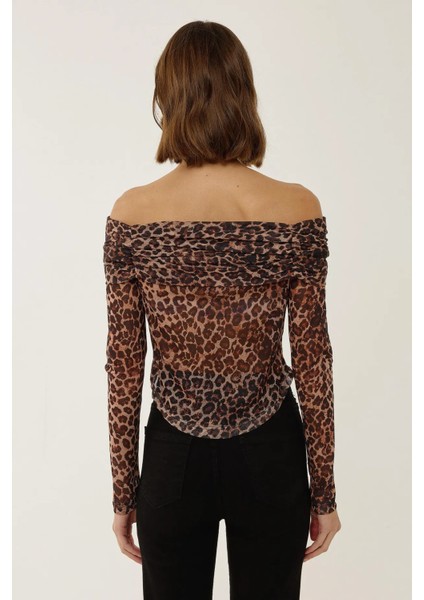 Kadın Omuz Açık Desenli Transparan Üst Çok Renkli indirimleri