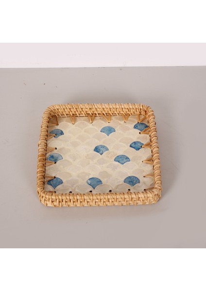Mylamp Kare Damla 18X18X3 Sedefli Rattan Tepsi & Duvar Dekoru fiyatları